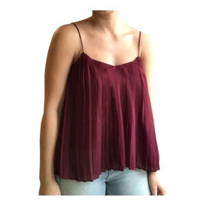 Abercrombie & Fitch Burgundy Pleated‎ Spaghetti Strap Top Medium